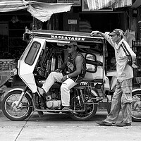 Buy canvas prints of Trike Stand Philippines black and white by Sonny Ryse