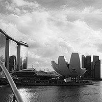 Buy canvas prints of Singapore Marina Bay and the Helix Bridge Black and White by Sonny Ryse
