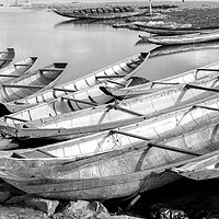 Buy canvas prints of Vietnam Boats Black and white by Sonny Ryse