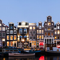Buy canvas prints of Singel Canal houses at night Amsterdam Netherlands by Sonny Ryse