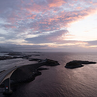 Buy canvas prints of Atlantic Ocean road aerial sunset norway by Sonny Ryse