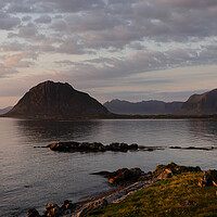 Buy canvas prints of Hoven Mountian Gimsoya island Norway 2 by Sonny Ryse