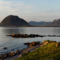Buy canvas prints of Hoven Mountian Gimsoya island Norway by Sonny Ryse