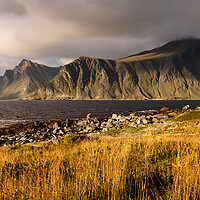 Buy canvas prints of Hustinden mountain Flakstadoya Lofoten Islands by Sonny Ryse