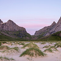 Buy canvas prints of Horseid beach sand dunes Moskenesoya Lofoten Islands by Sonny Ryse