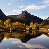 Buy canvas prints of Kartstaven Kartfjorden in Autumn Vestvagoya Lofoten Islands by Sonny Ryse