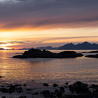 Buy canvas prints of Lautvik Midnight sun lofoten islands arctic circle norway by Sonny Ryse