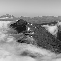 Buy canvas prints of Lofoten Island mountain cloud inversion Norway black and white 2 by Sonny Ryse