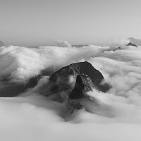 Buy canvas prints of Lofoten Island mountain cloud inversion Norway black and white by Sonny Ryse