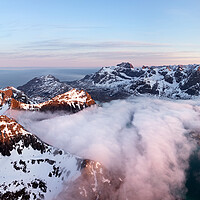 Buy canvas prints of Lofoten Islands Cloud inversion at sunset arctic circle Norway by Sonny Ryse
