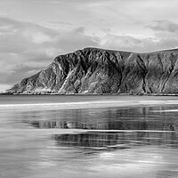 Buy canvas prints of Skagsanden Beach Flaksadoya Lofoten Islands black and white by Sonny Ryse