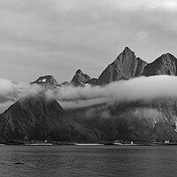 Buy canvas prints of Stortinden mountain flakstadøya fjord bay lofoten Islands norwa by Sonny Ryse