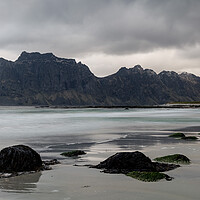 Buy canvas prints of Uttakleiv Beach Lofoten Islands Vestvagoya Norway by Sonny Ryse