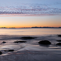 Buy canvas prints of Vinjestranda beach midnight sun Gimsoya island Lofoten Islands by Sonny Ryse