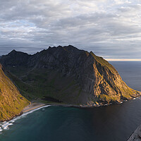 Buy canvas prints of Kvalvika beach Ryten Mountain Moskenesoya Lofoten Islands by Sonny Ryse