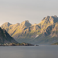 Buy canvas prints of Sund Flakstadoya mountains Lofoten Islands by Sonny Ryse