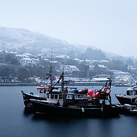 Buy canvas prints of Tarbert fishing boats and town Scotland by Sonny Ryse