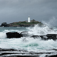 Buy canvas prints of Godrevy Lighthouse Storm Waves Cornwal South west coast path by Sonny Ryse
