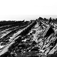 Buy canvas prints of Welcombe Mouth beach North Devon South West Coast Path black and white 2 by Sonny Ryse