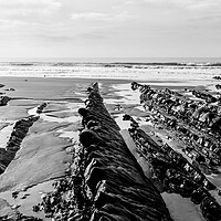 Buy canvas prints of Welcombe Mouth beach North Devon South West Coast Path black and white by Sonny Ryse