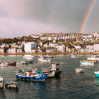 Buy canvas prints of St Ives Fishing Boats and Harbour Rainbow cornwall by Sonny Ryse