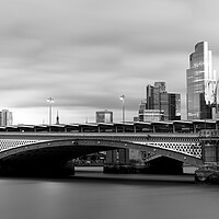 Buy canvas prints of Blackfriars Brige and St Pauls Cathedral London City Skyline Black and White by Sonny Ryse