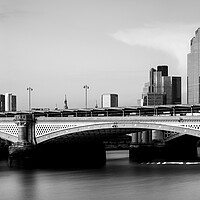 Buy canvas prints of Blackfriars Bridge and the London City Skyline Black and White by Sonny Ryse