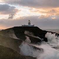 Buy canvas prints of Strumble Head Lighthouse Storm waves Pembrokeshire Coast Wales by Sonny Ryse