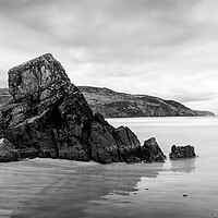 Buy canvas prints of Garry beach Sea Stack North Tolsta Isle of Lewis Outer Hebrides black and white by Sonny Ryse