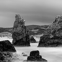 Buy canvas prints of Garry beach Sea Stacks black and white North Tolsta Isle of Lewis Outer Hebrides 2 by Sonny Ryse