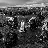 Buy canvas prints of Mangersta Sea Stacks Isle of Lewis Outer Hebrides Black and white by Sonny Ryse