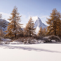 Buy canvas prints of Grindjisee Alpine Lake Matterhorn Mountain Winter Snow Zermatt S by Sonny Ryse