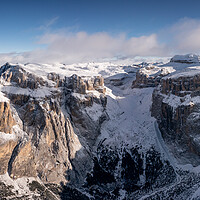 Buy canvas prints of Torri del Sella Aerial Piz Boe Sella Pass Dolomiti Italy by Sonny Ryse