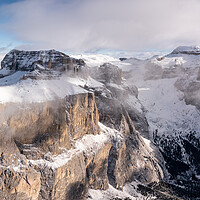 Buy canvas prints of Torri del Sella Aerial Piz Boe Sella Pass Dolomiti Italy by Sonny Ryse
