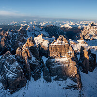 Buy canvas prints of Tre cime di lavaredo Italian Dolomites Aerial by Sonny Ryse