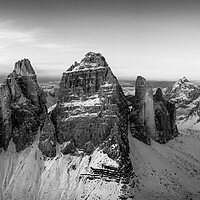 Buy canvas prints of Tre cime di lavaredo Italian Dolomites Black and white by Sonny Ryse