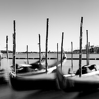 Buy canvas prints of Venezia Venice Gondolas Italy Black and white by Sonny Ryse