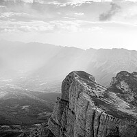 Buy canvas prints of Vercors Massif mountain range French Prealps Black and white by Sonny Ryse