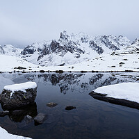 Buy canvas prints of Lac Long in winter Massif des Cerces French Alps by Sonny Ryse