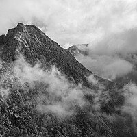 Buy canvas prints of Tryfan Mountain Snowdonia national park wales black and white by Sonny Ryse