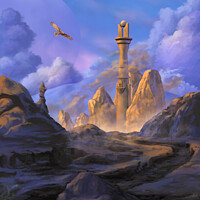 Buy canvas prints of Fantasy landscape with tower by Andrea Danti