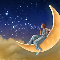 Buy canvas prints of Girl sitting on the moon by Andrea Danti