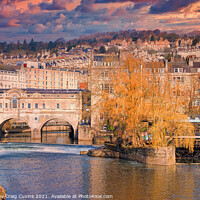 Buy canvas prints of Pulteney Covered Bridge in Bath England by Wall Art by Craig Cusins