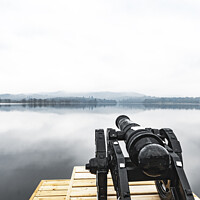 Buy canvas prints of Pier and Cannon, Lake Windermere by Dan Beegan