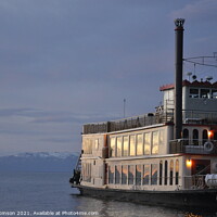 Buy canvas prints of Paddle Steamer on Lake Tahoe at Sunset by Sam Robinson