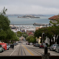 Buy canvas prints of View from the back of a Cable Car, San Francisco by Sam Robinson