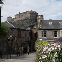 Buy canvas prints of Edinburgh Castle & Vennel Steps by Sam Robinson