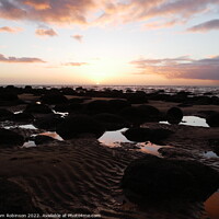 Buy canvas prints of Sunset reflected in rock pools, Hunstanton by Sam Robinson