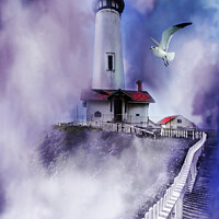 Buy canvas prints of Misty Lighthouse  by Jeffrey Burgess