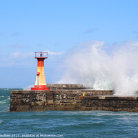 Buy canvas prints of Large wave near lighthouse by Adrian Paulsen
